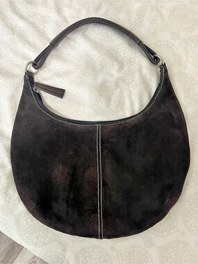 Vtg Old Navy Suede Hobo Bag Purse Chocolate Dark Brown